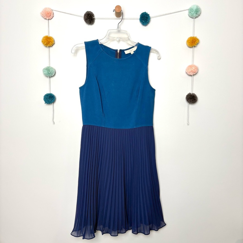 LOFT Blue Sleeveless Two Tone Tank Dress